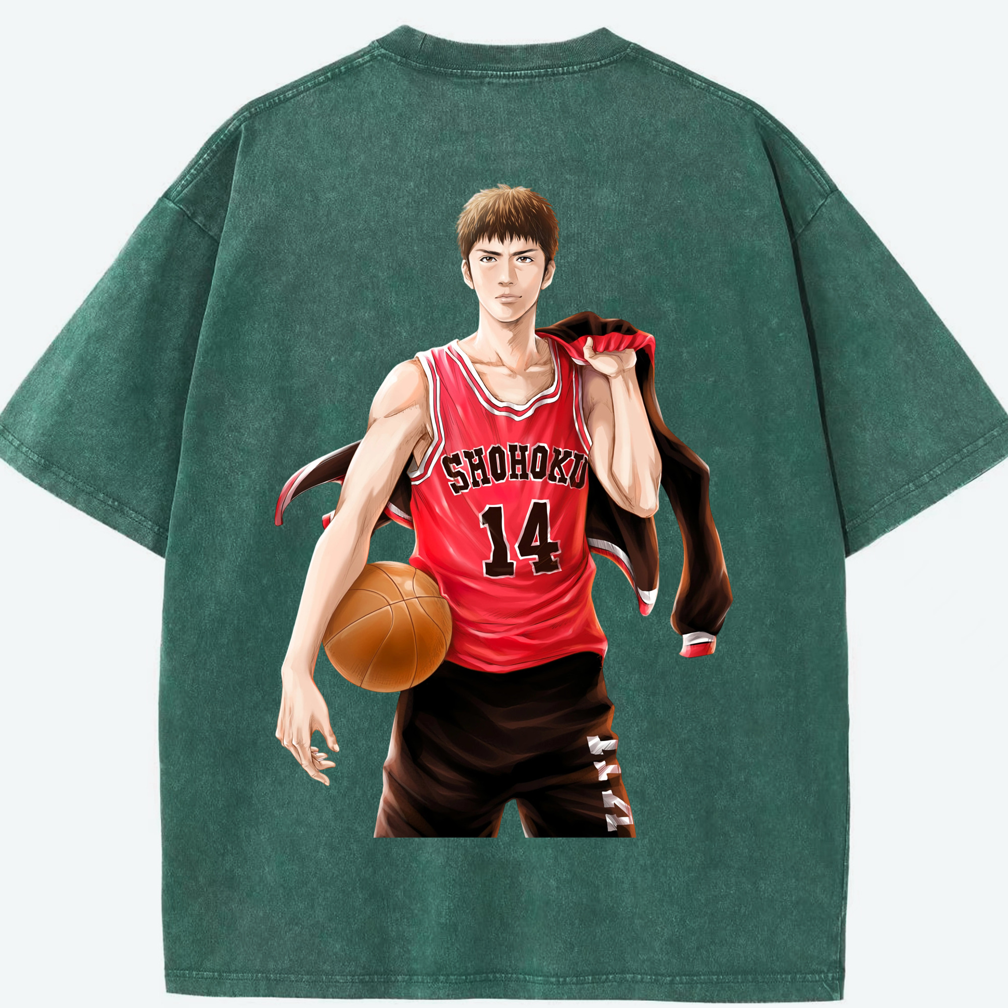 SLAM DUNK／スラムダンク 綿100% ヴィンテージ風 半袖Tシャツ（背面プリント）